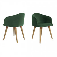 Manhattan Comfort 2-1020483 Kari Velvet Matelasse Accent Chair in Green - Set of 2
